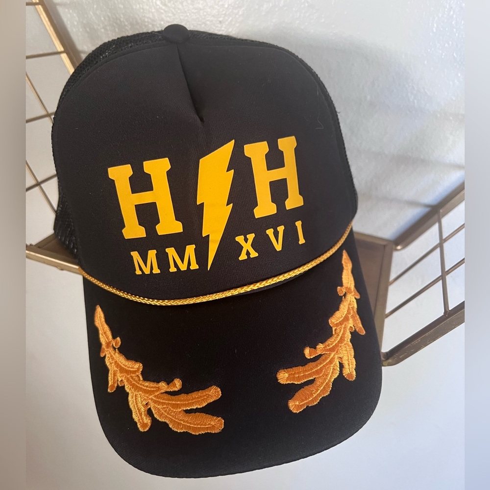 VTG OTTO Collection Trucker Hat Gold Leaves Rope Foam Adjustable Snap Back Cap